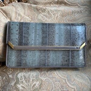 100% Snakeskin Clutch with Gold Chain strap
